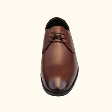Load image into Gallery viewer, Men’s Brown Line-Pattern Formal Lace-Up Shoes