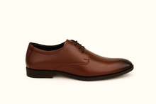 Load image into Gallery viewer, Men’s Brown Line-Pattern Formal Lace-Up Shoes