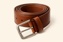 Load image into Gallery viewer, Men’s Brown Genuine Leather Formal Belt