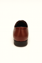 Load image into Gallery viewer, Men’s Brown Line-Pattern Formal Lace-Up Shoes
