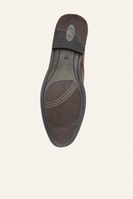 Load image into Gallery viewer, Men’s Brown Line-Pattern Formal Lace-Up Shoes
