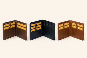 Genuine Leather Wallet – Brown, Tan & Blue