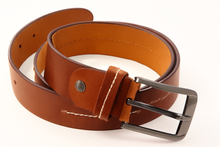 Load image into Gallery viewer, Men’s Brown Genuine Leather Pin Buckle Belt
