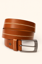 Load image into Gallery viewer, Men’s Brown Genuine Leather Pin Buckle Belt
