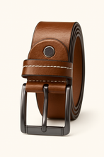 Load image into Gallery viewer, Men’s Brown Genuine Leather Pin Buckle Belt
