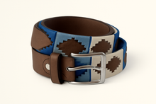 Load image into Gallery viewer, Men’s Brown Leather Belt with Multicolor Stitch Detailing
