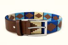 Load image into Gallery viewer, Men’s Brown Leather Belt with Multicolor Stitch Detailing
